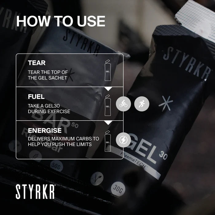 STYRKR - Gel30 Dual Carb Energy Gel - 3 flavours