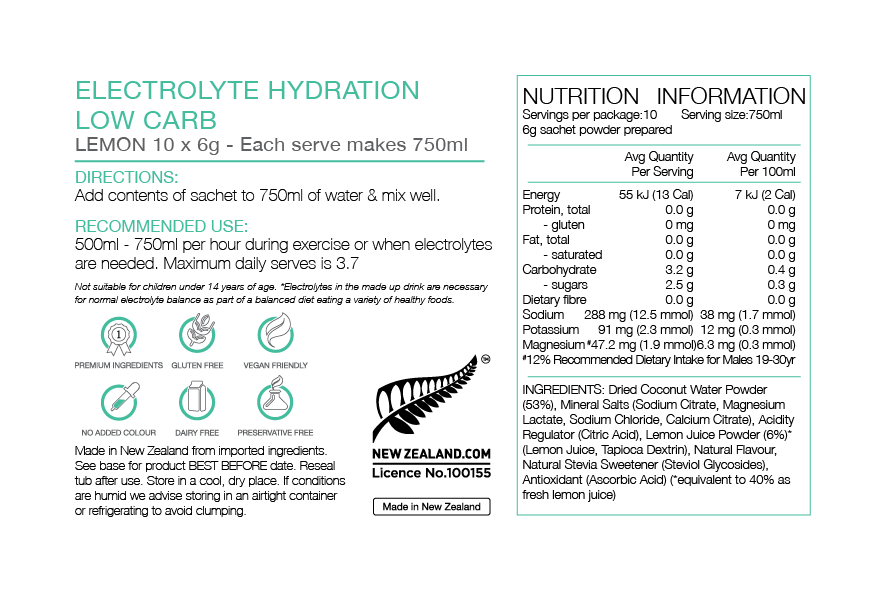 PURE Electrolyte Hydration Low Carb - 4 Flavours