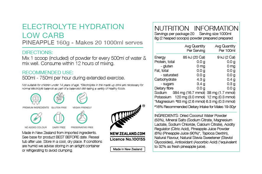 PURE Electrolyte Hydration Low Carb - 4 Flavours