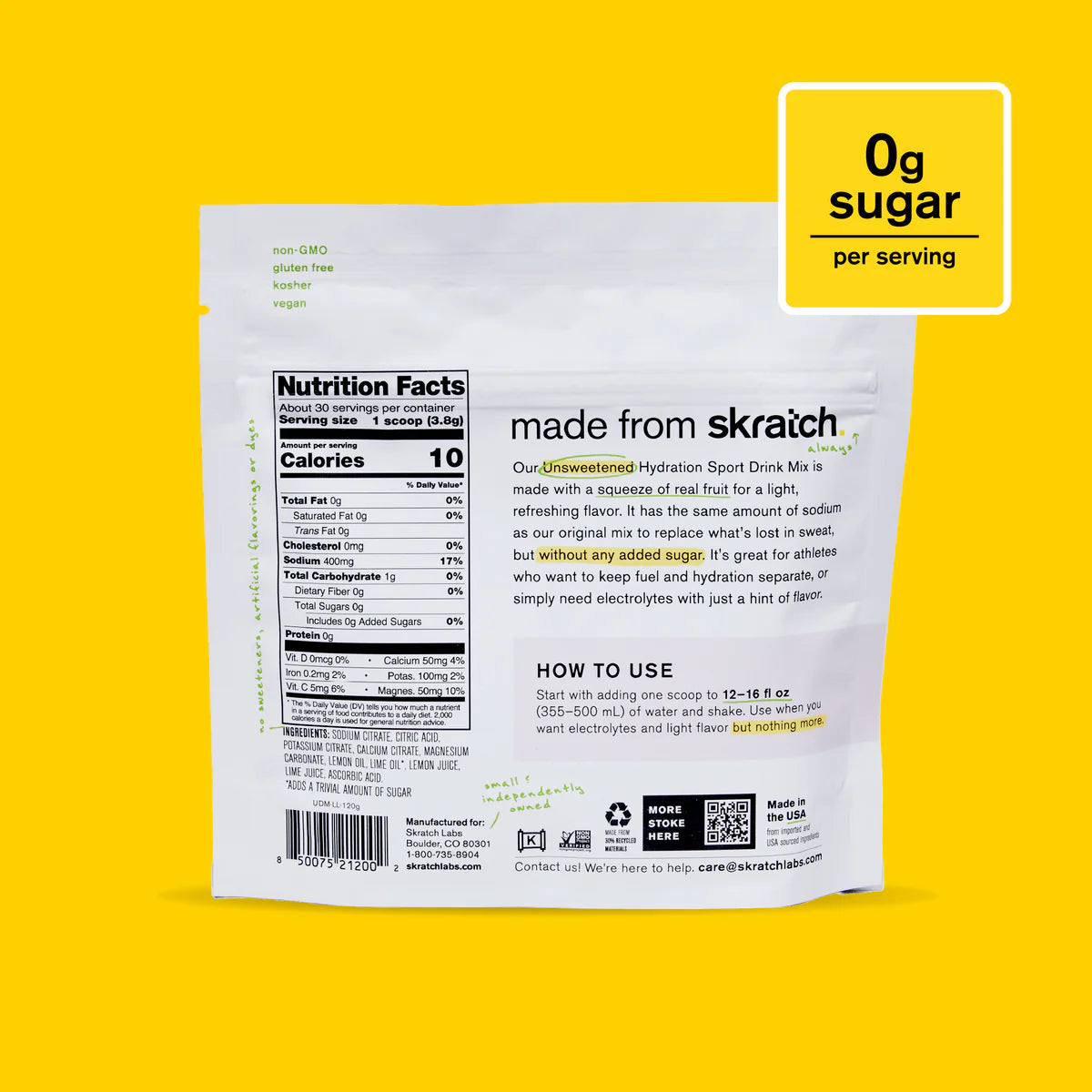 Skratch - Unsweetened Hydration Sports Drink mix - 2 Flavours