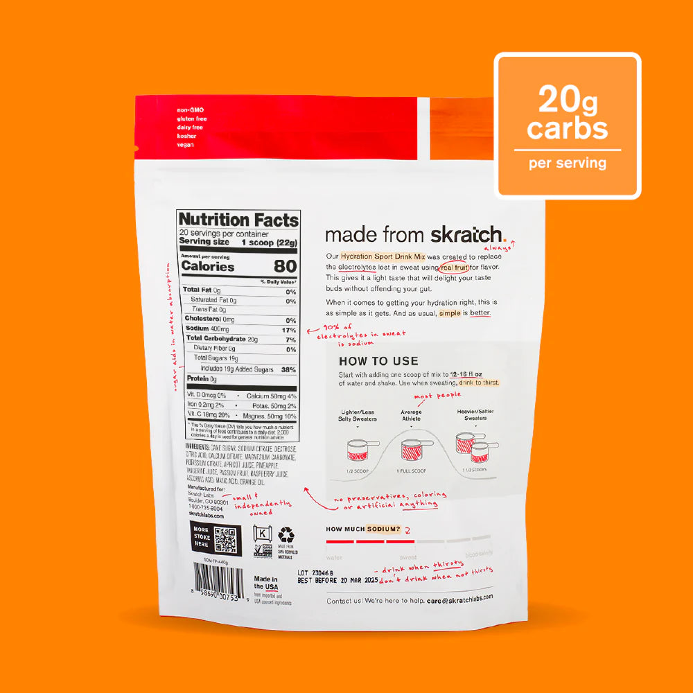 Skratch - Hydration Sport drink - Carb & Electrolytes - 6 Flavours