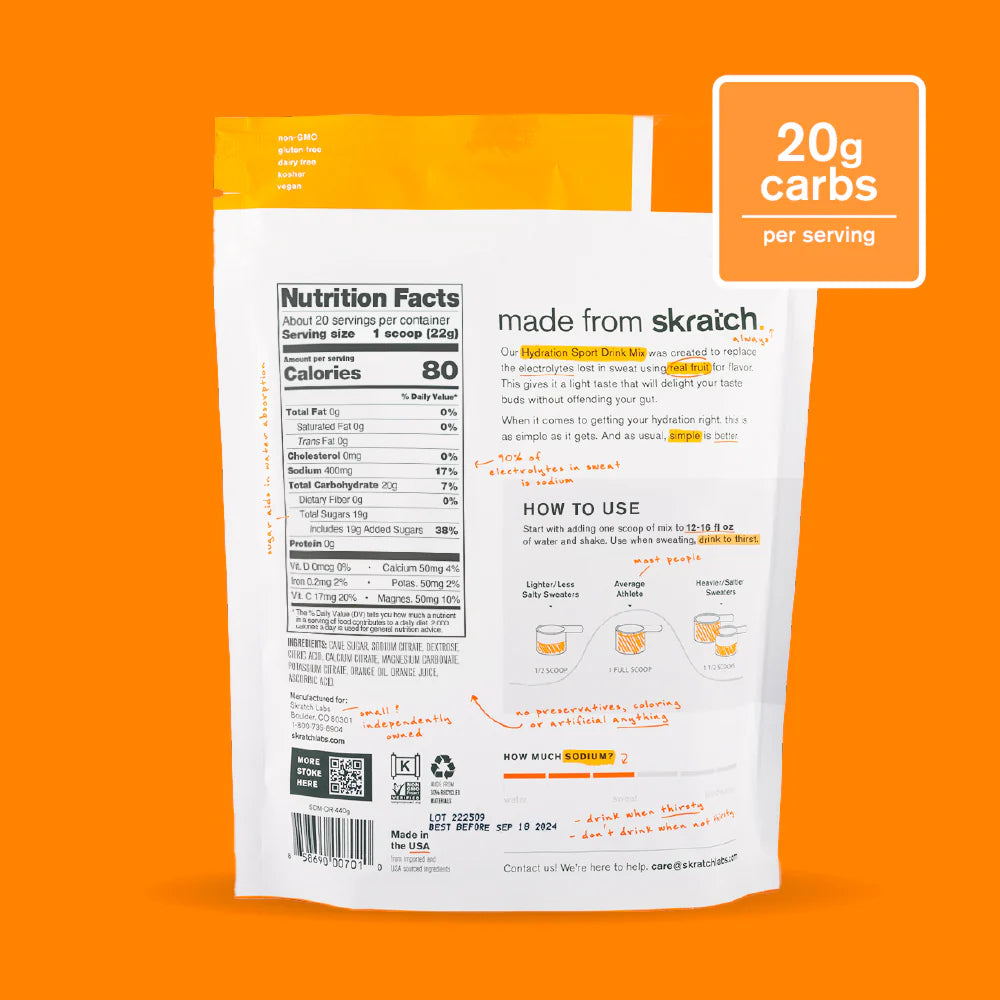 Skratch - Hydration Sport drink - Carb & Electrolytes - 6 Flavours
