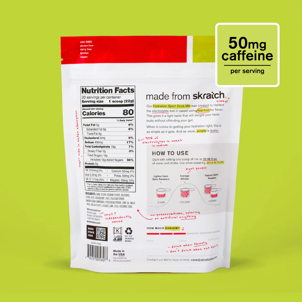 Skratch - Hydration Sport drink - Carb & Electrolytes - 6 Flavours