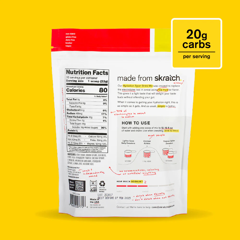 Skratch - Hydration Sport drink - Carb & Electrolytes - 6 Flavours