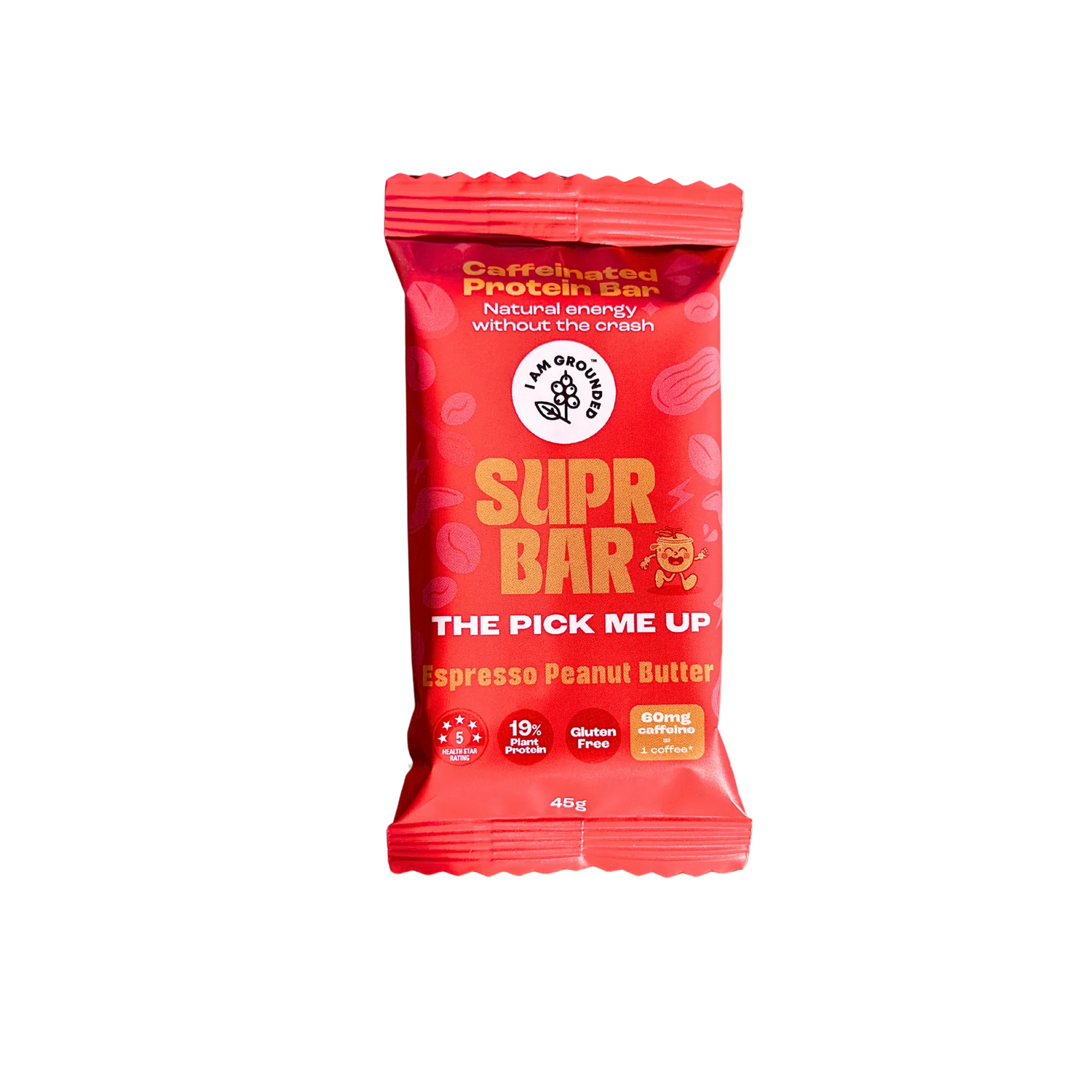 I am grounded - The Pick-me-up, Espresso & Peanut Butter, Caffeinated Protein Bar